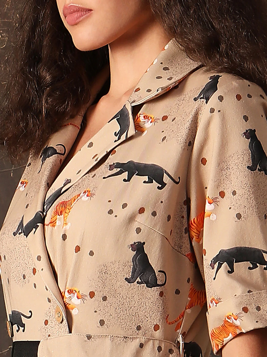 Disney Beige Printed Front Wrap Dress - Image 6