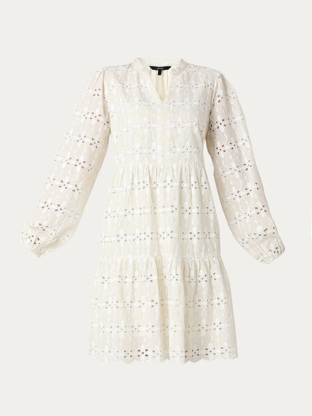 Beige Floral Cut-Out Dress - Image 7