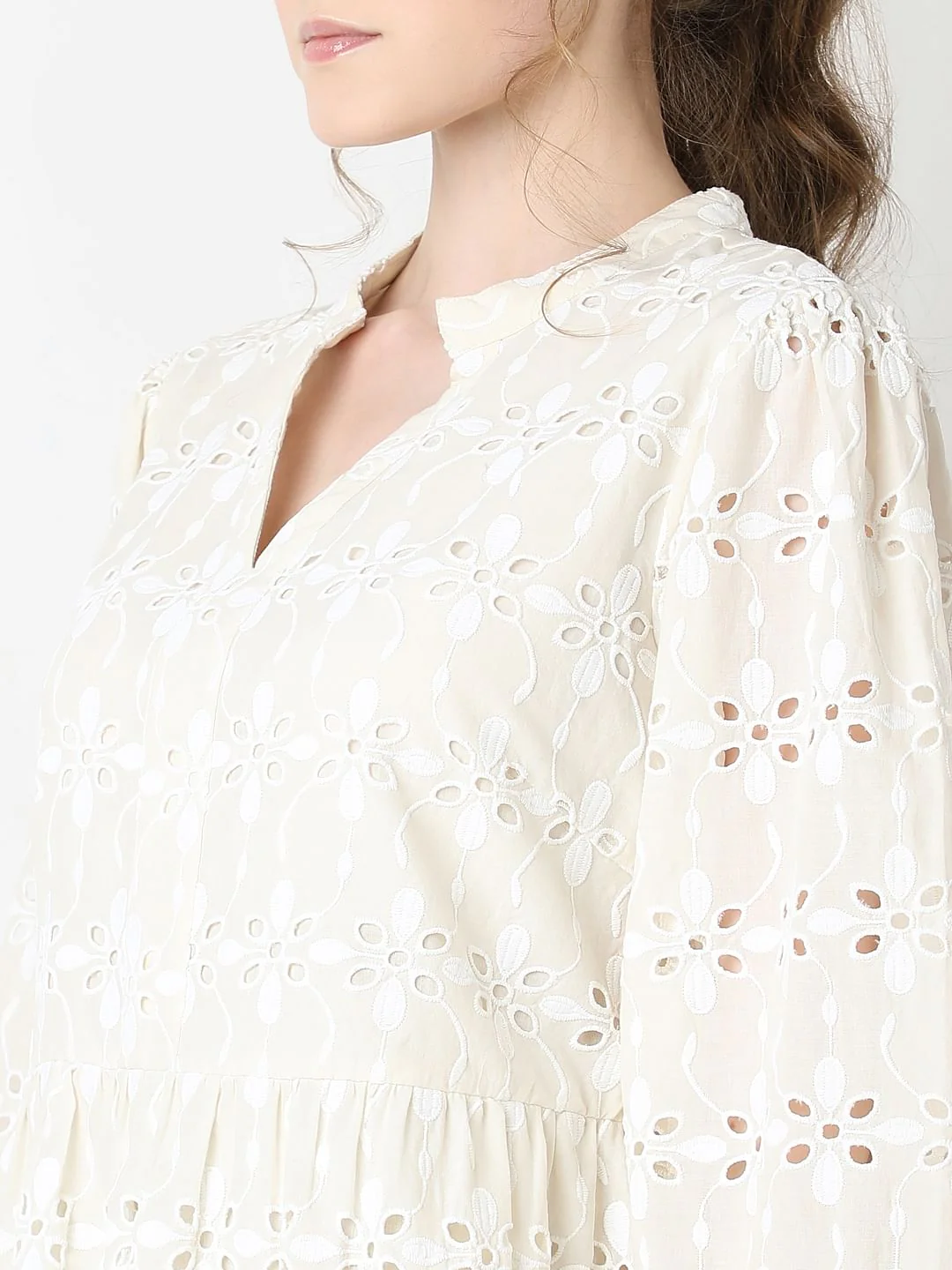 Beige Floral Cut-Out Dress - Image 8