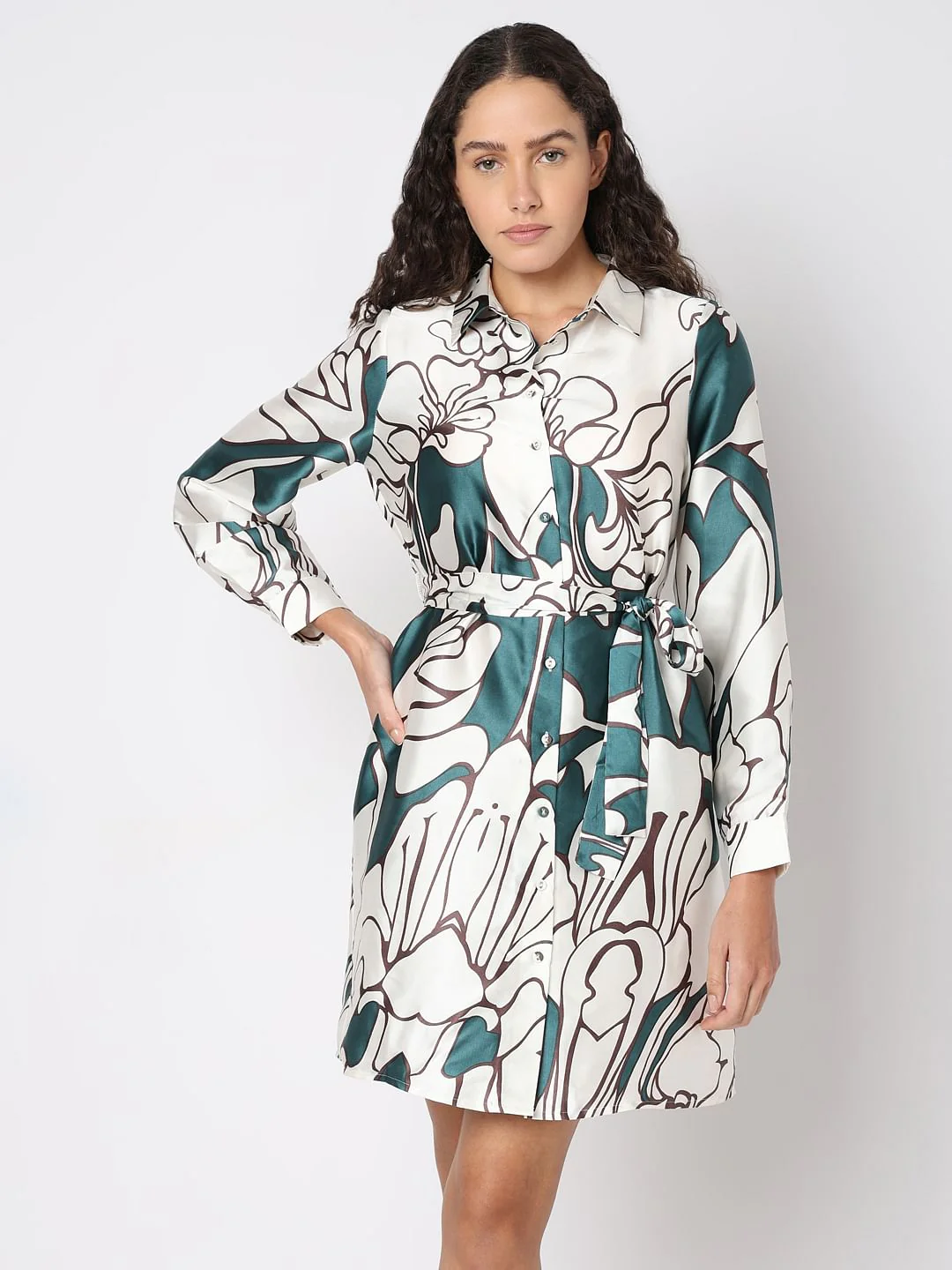 White Printed Shirt Dress - Image 2