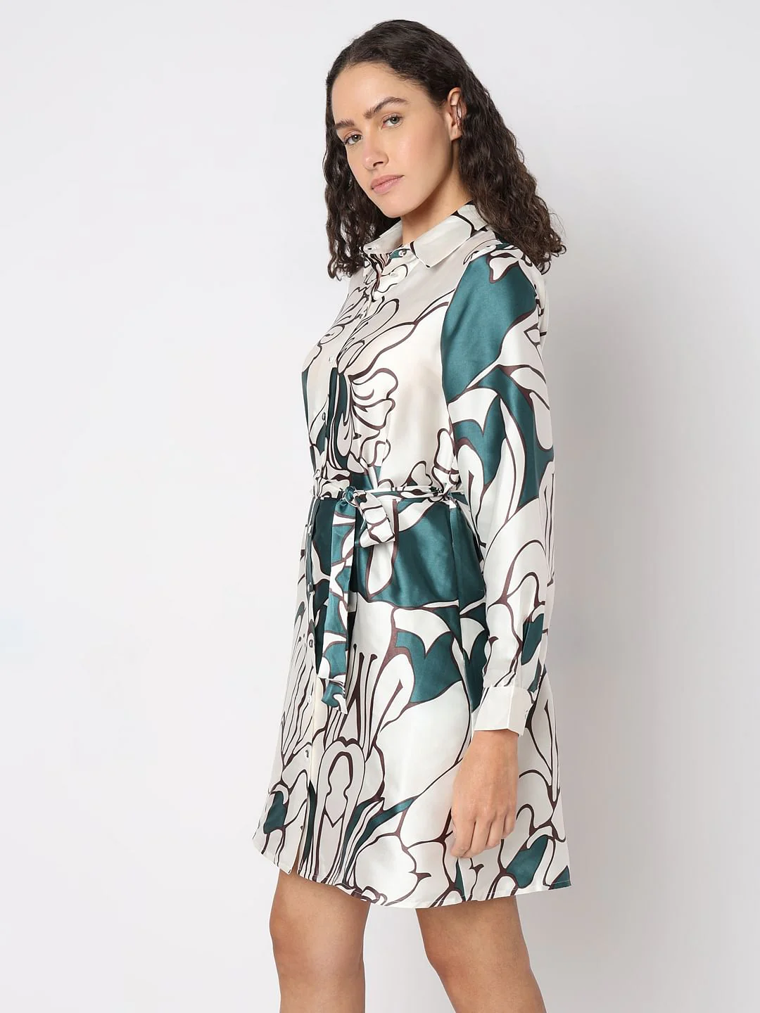 White Printed Shirt Dress - Image 3
