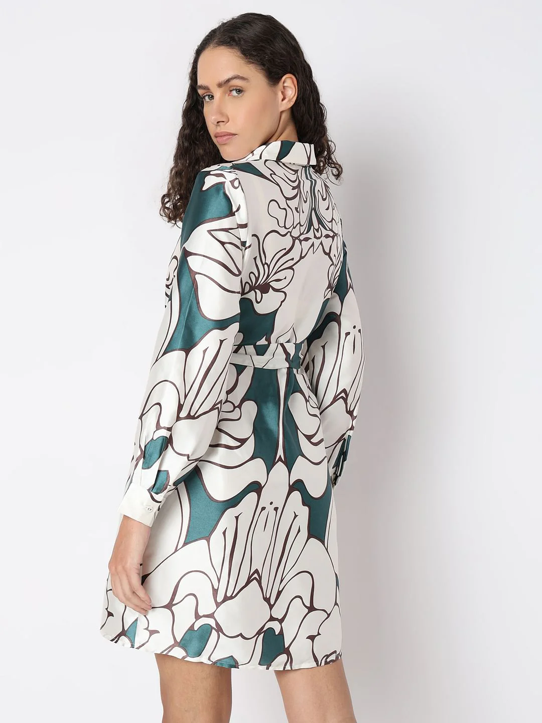White Printed Shirt Dress - Image 4