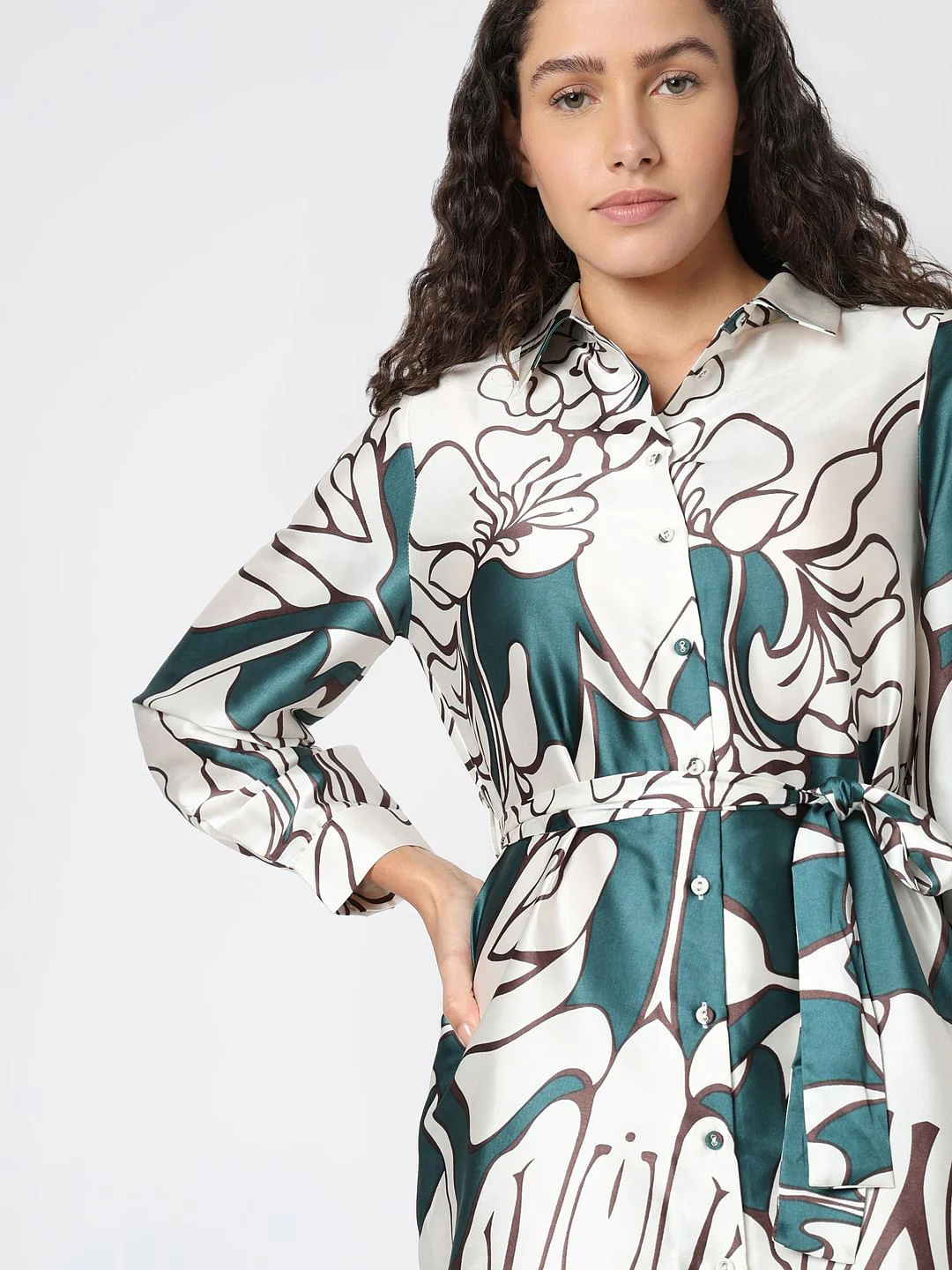 White Printed Shirt Dress - Image 6