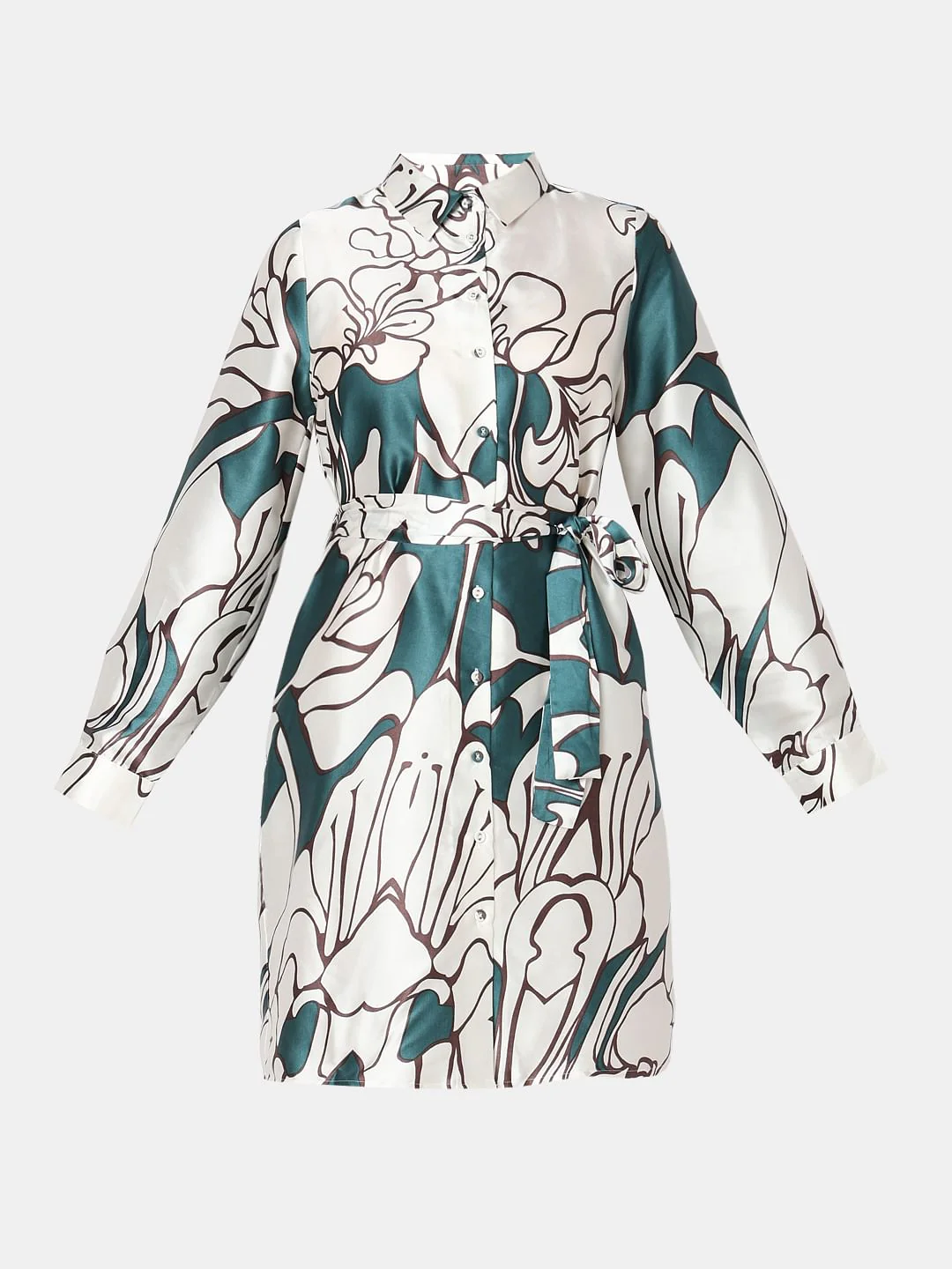 White Printed Shirt Dress - Image 7