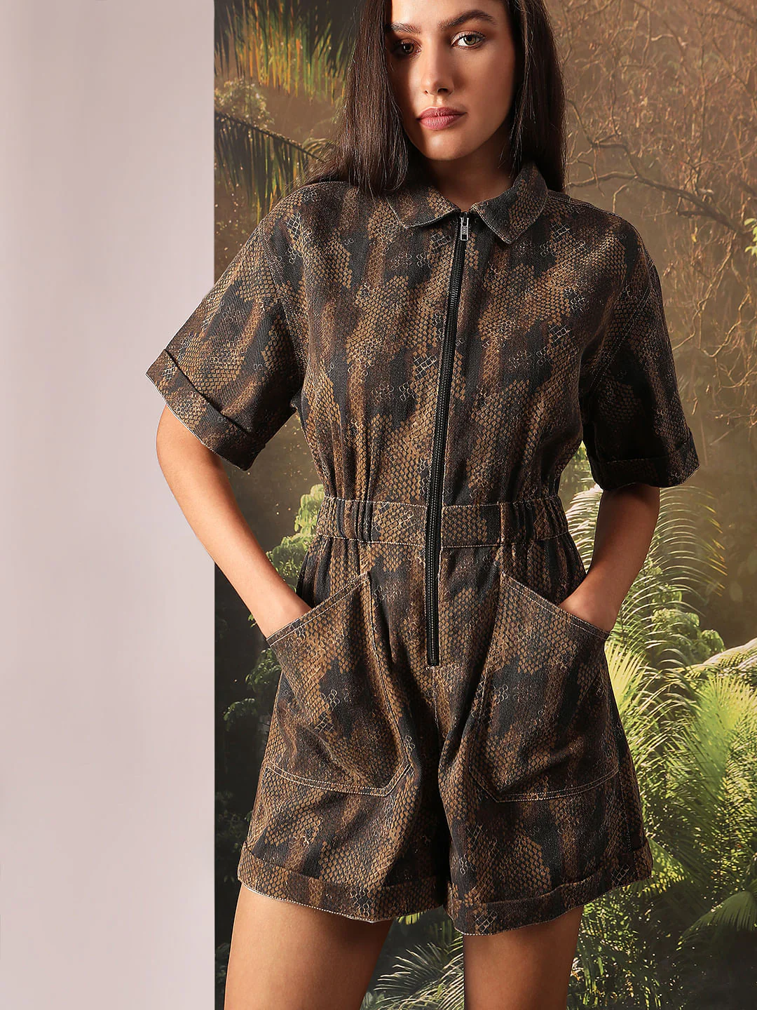Disney Dark Olive Animal Print Playsuit - Image 5