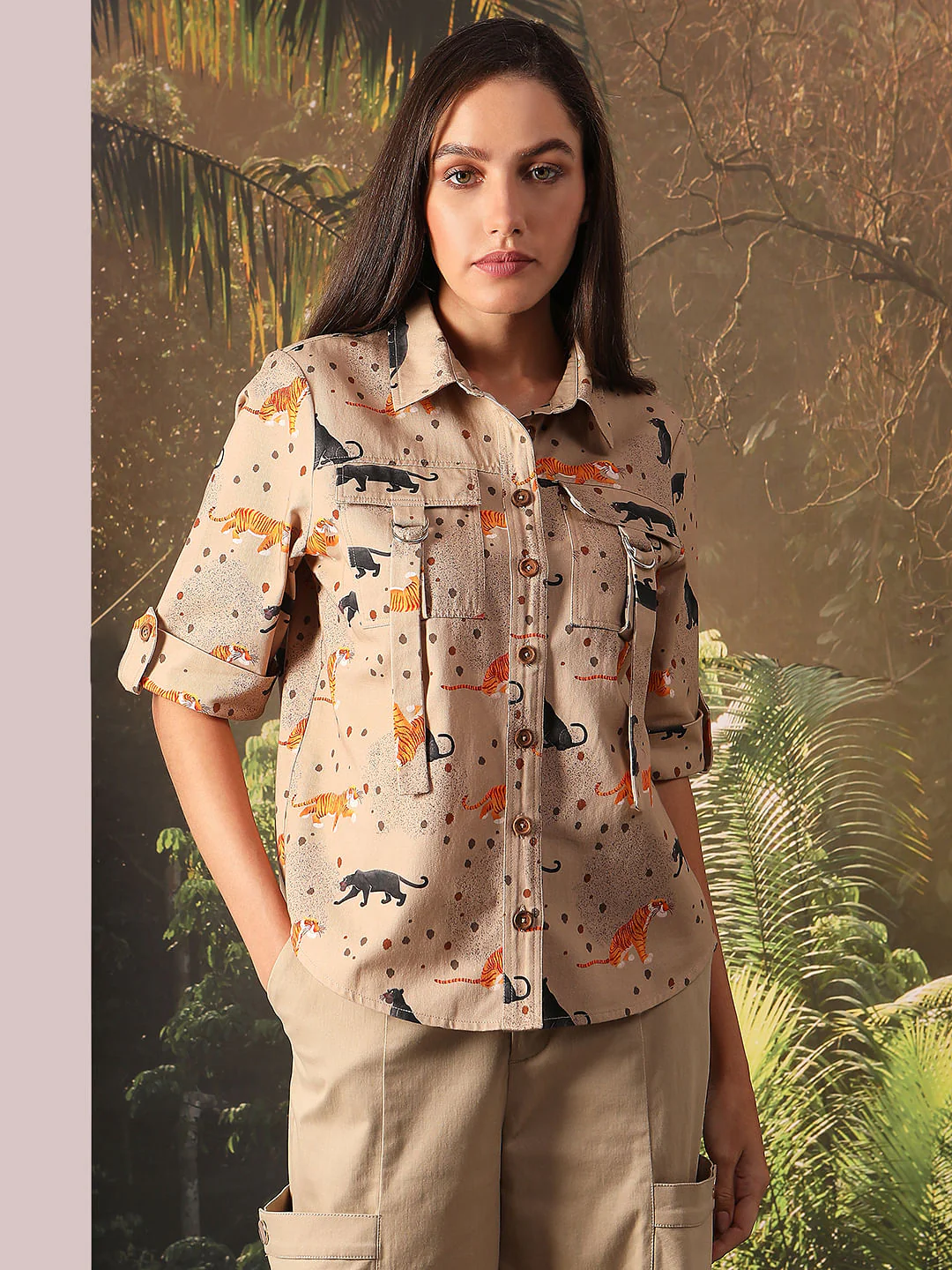 Disney Beige Animal Print Shirt - Image 2