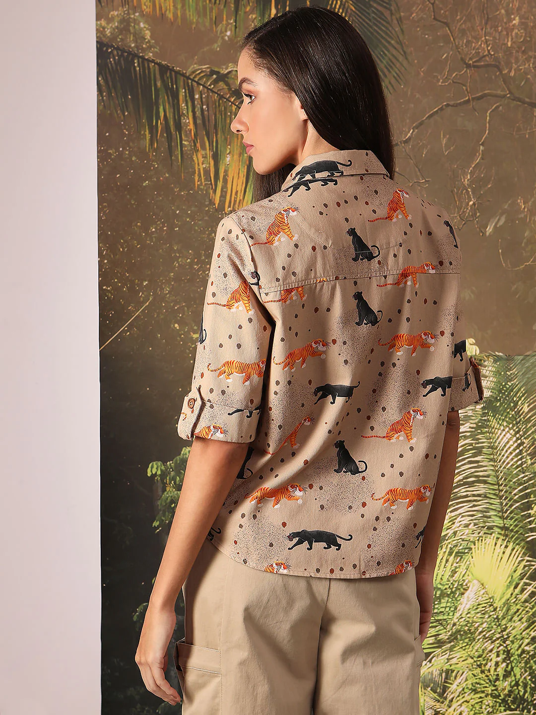 Disney Beige Animal Print Shirt - Image 4