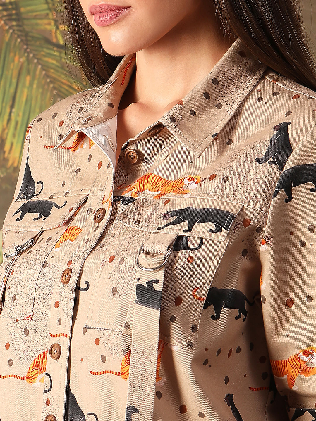 Disney Beige Animal Print Shirt - Image 8