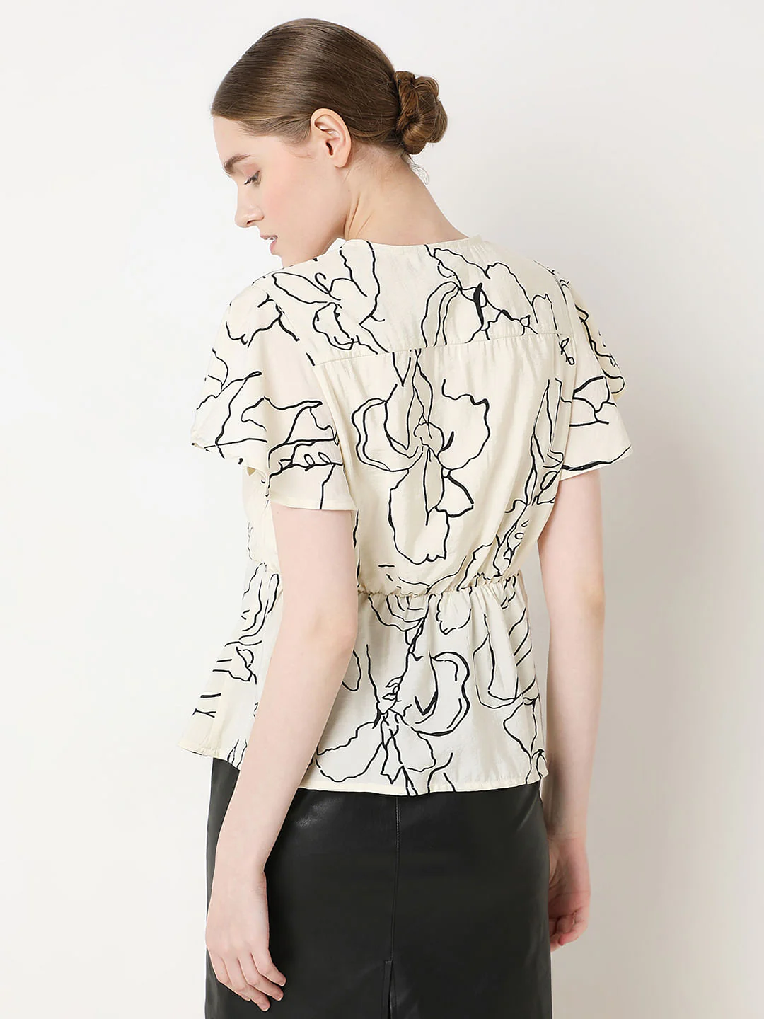 White Printed Peplum Top - Image 4