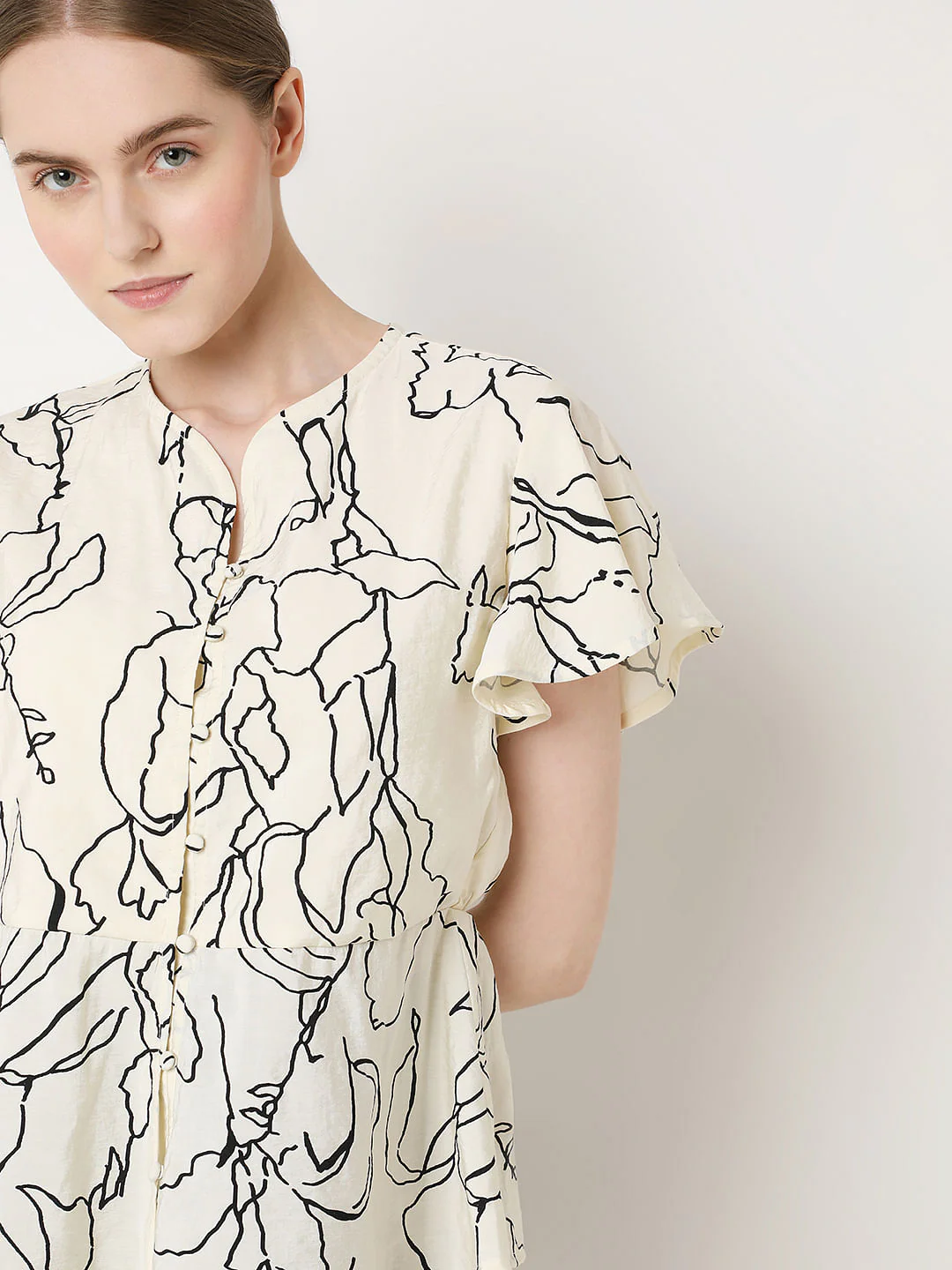 White Printed Peplum Top - Image 6