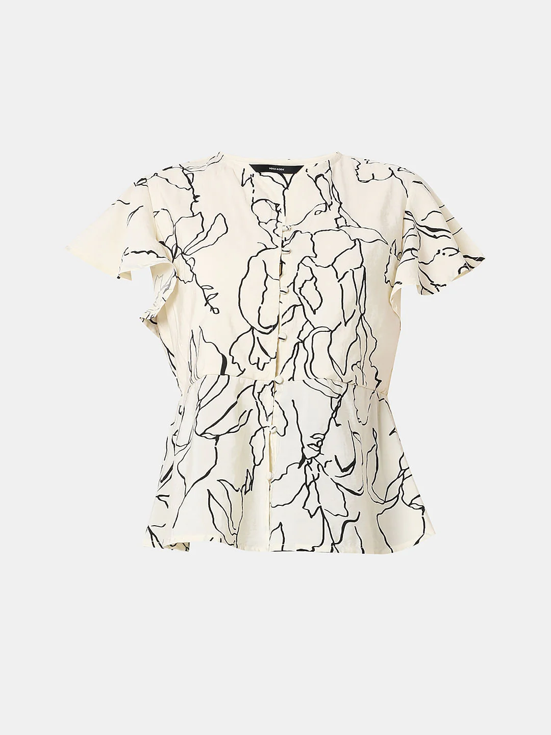 White Printed Peplum Top - Image 7