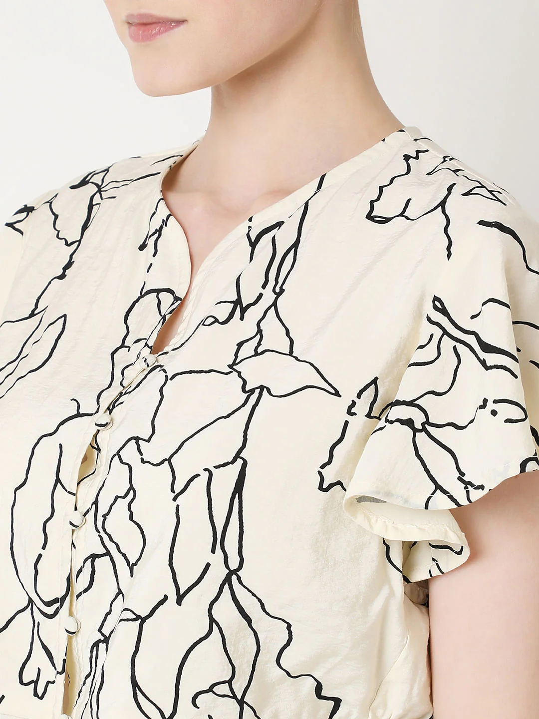 White Printed Peplum Top - Image 8