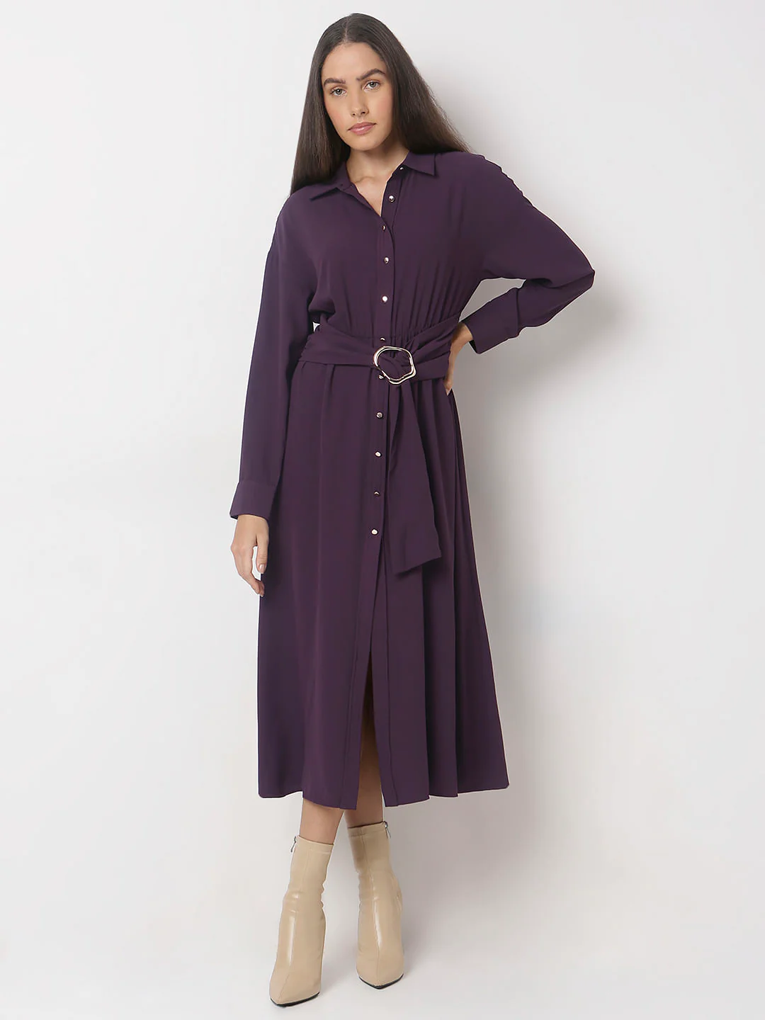 Plum Shirt Dress - Image 2