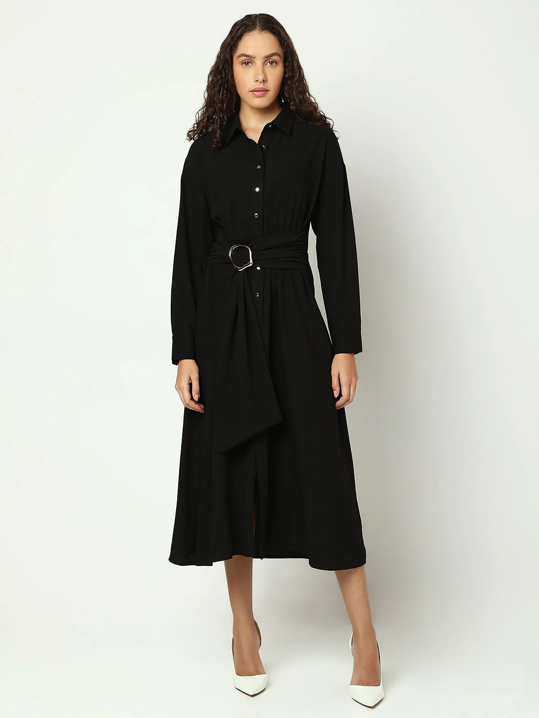 Black Shirt Dress - Image 2