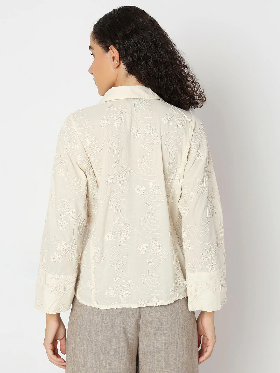 Off-White Embroidered Cotton Shirt - Image 4
