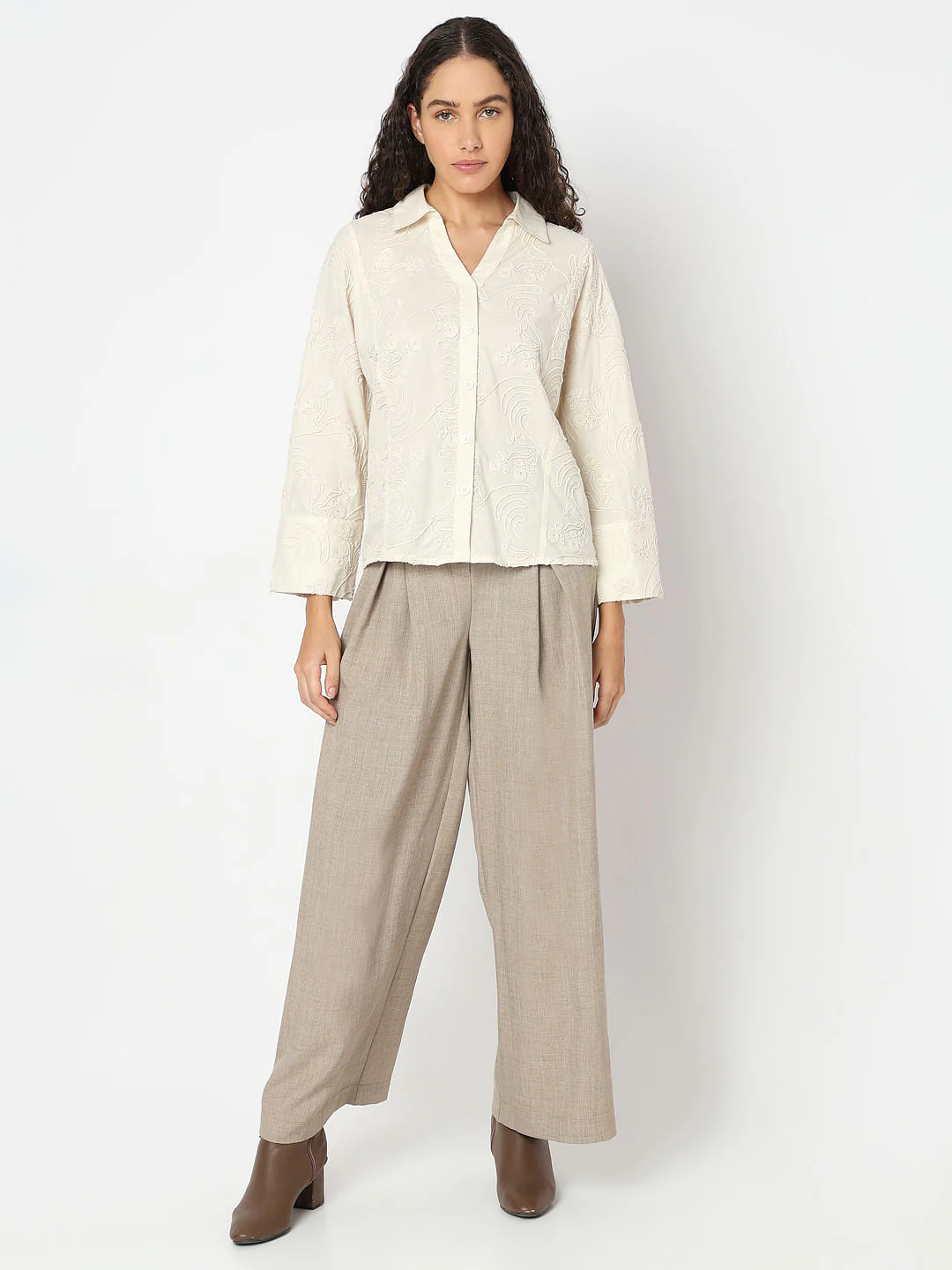 Off-White Embroidered Cotton Shirt - Image 5