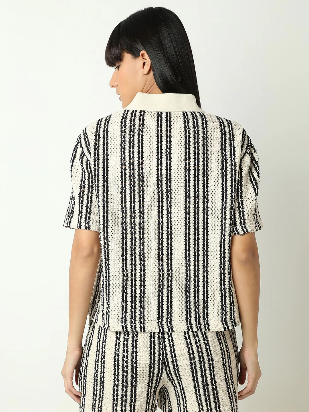 Beige Vertical Stripe Co-Ord Set T-Shirt - Image 4