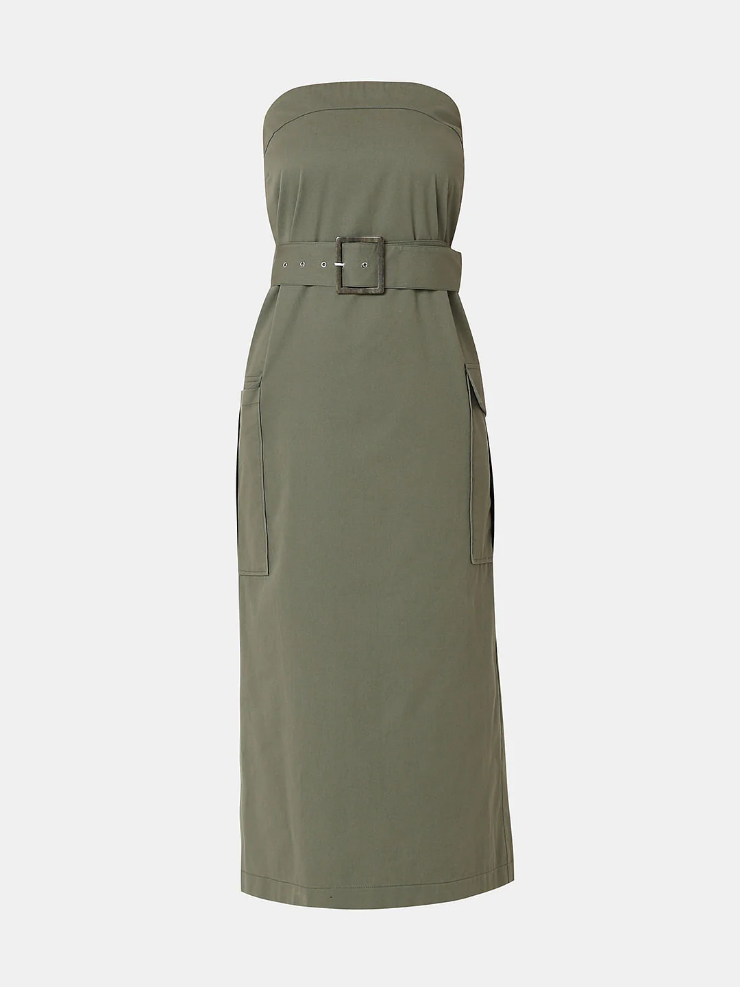 Olive Green Tube Midi Dress - Image 7