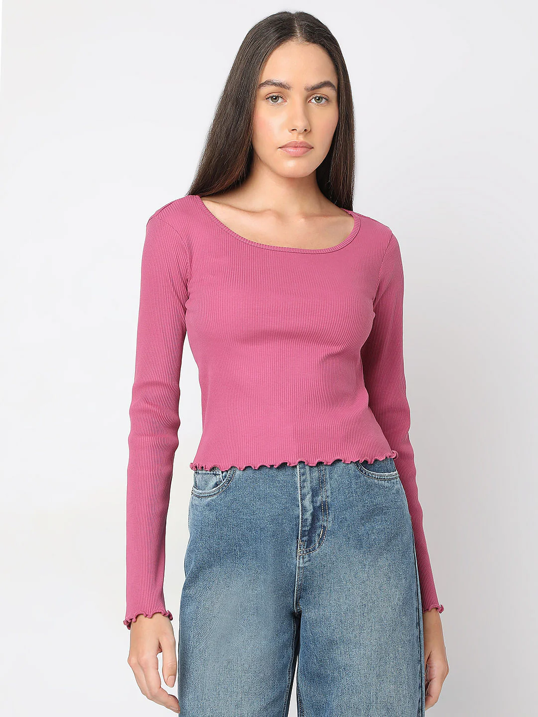 Pink Ribbed Knitted Top - Image 2