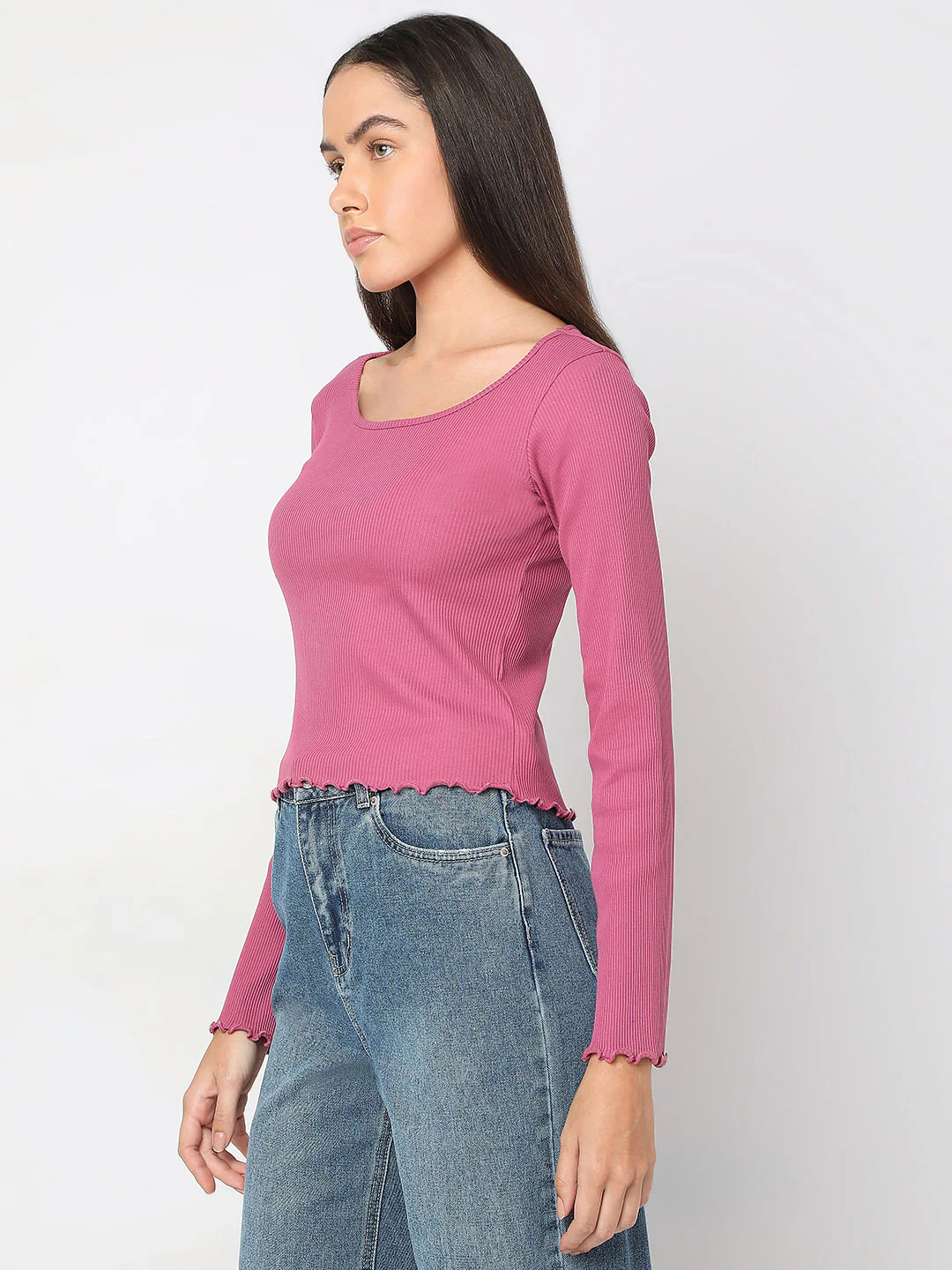 Pink Ribbed Knitted Top - Image 3