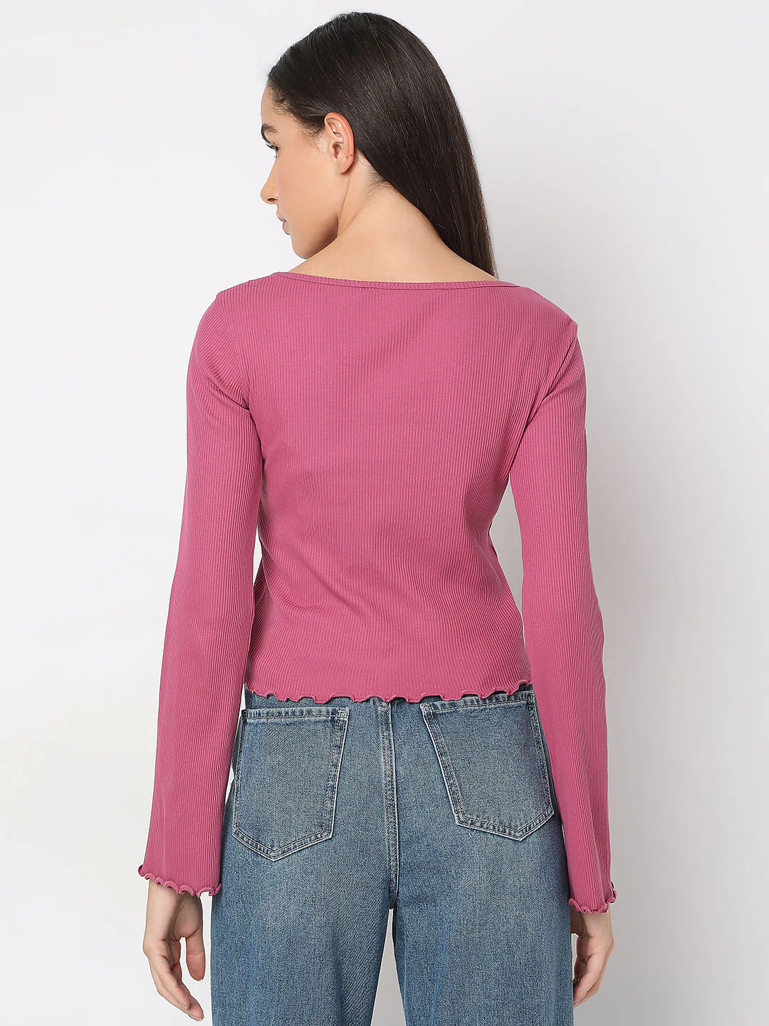 Pink Ribbed Knitted Top - Image 4