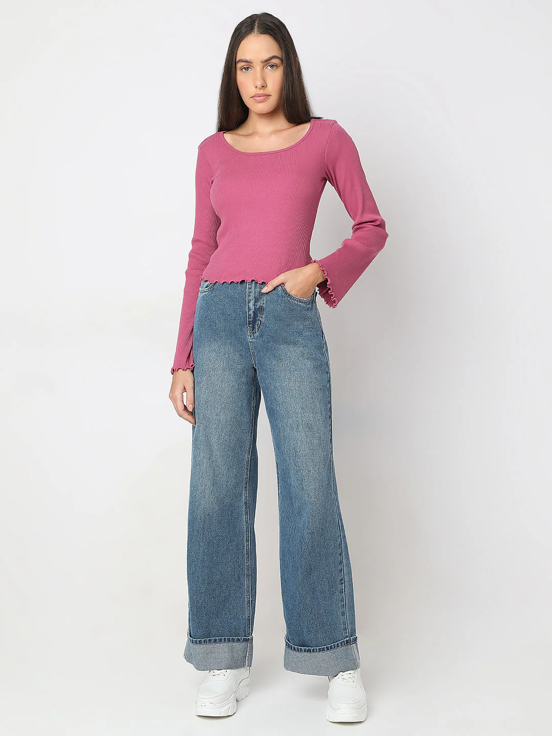 Pink Ribbed Knitted Top - Image 5
