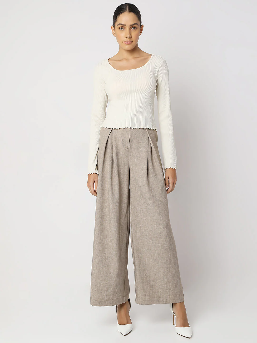 Off-White Ribbed Knitted Top - Image 5
