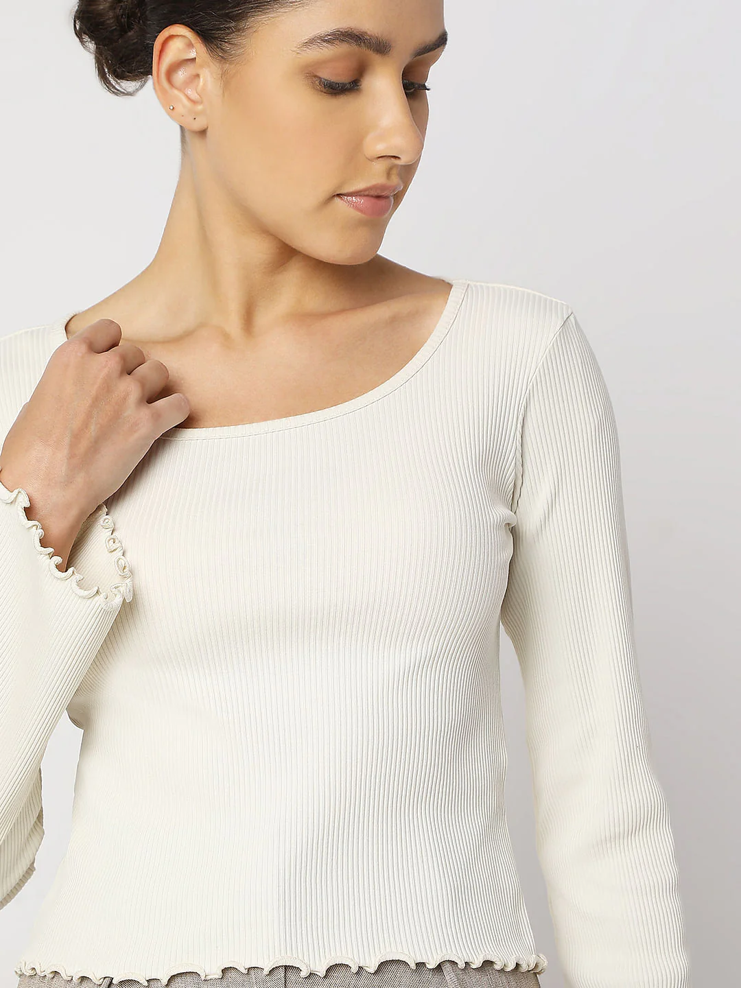 Off-White Ribbed Knitted Top - Image 6