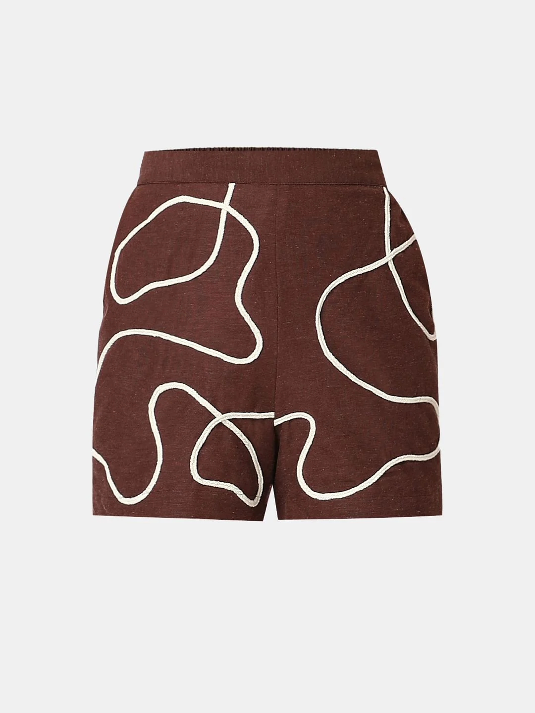 Brown Abstract Print Co-Ord Set Shorts - Image 7