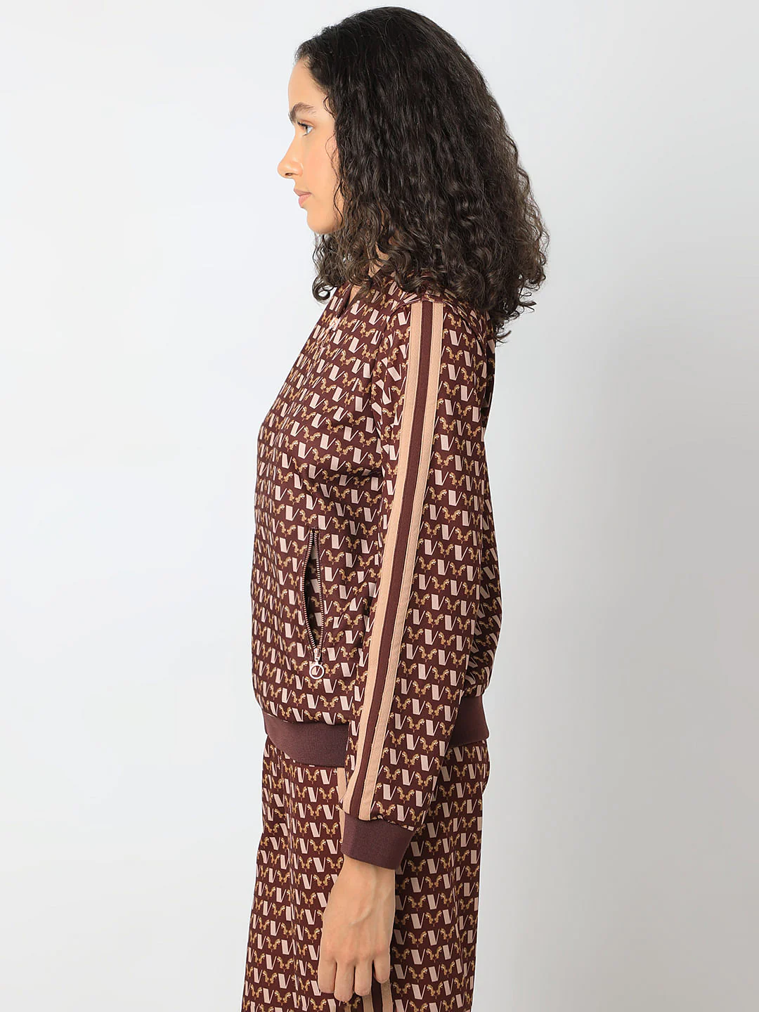 Brown Abstract Print Co-Ord Set Jacket - Image 3
