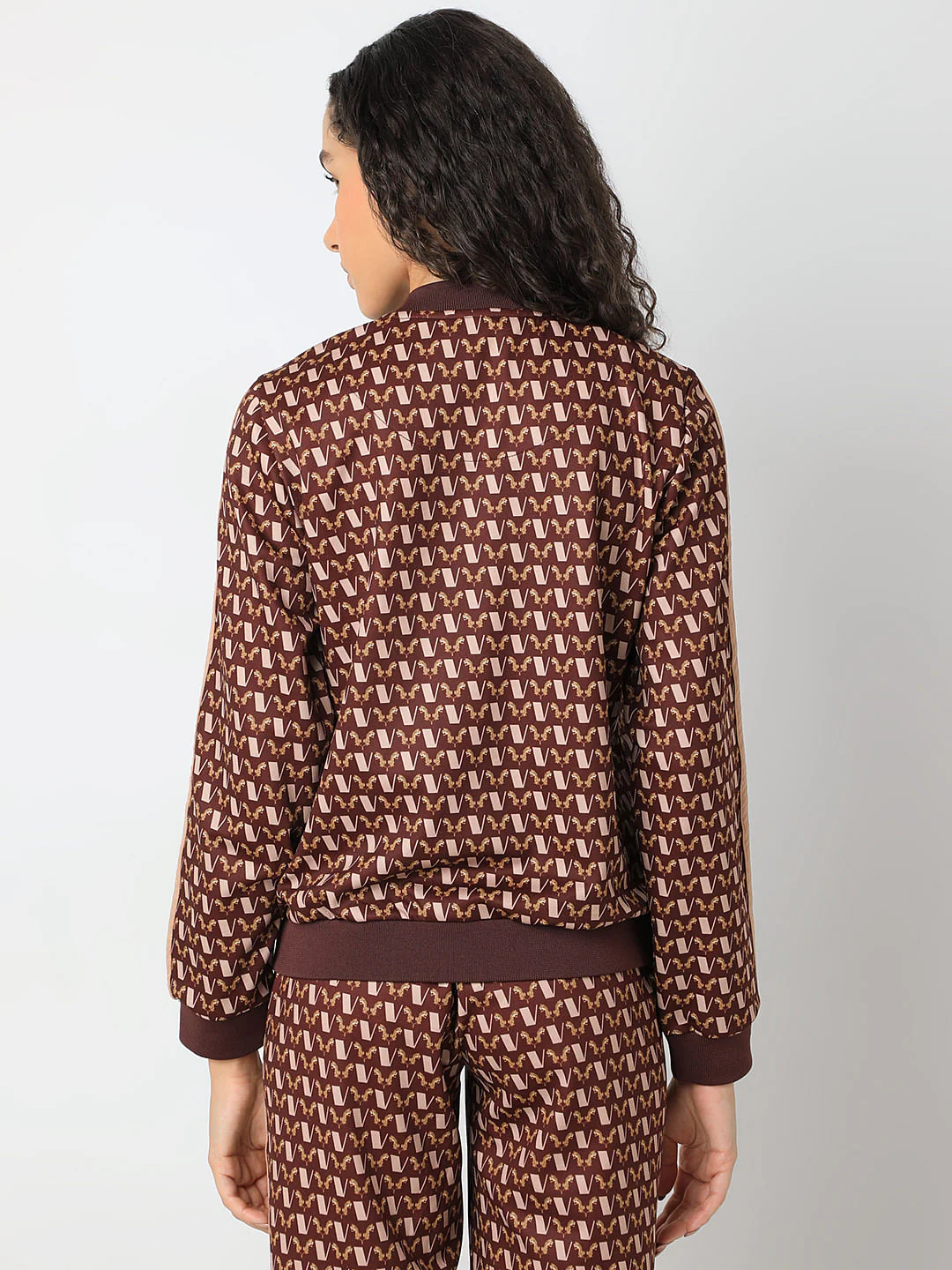 Brown Abstract Print Co-Ord Set Jacket - Image 4