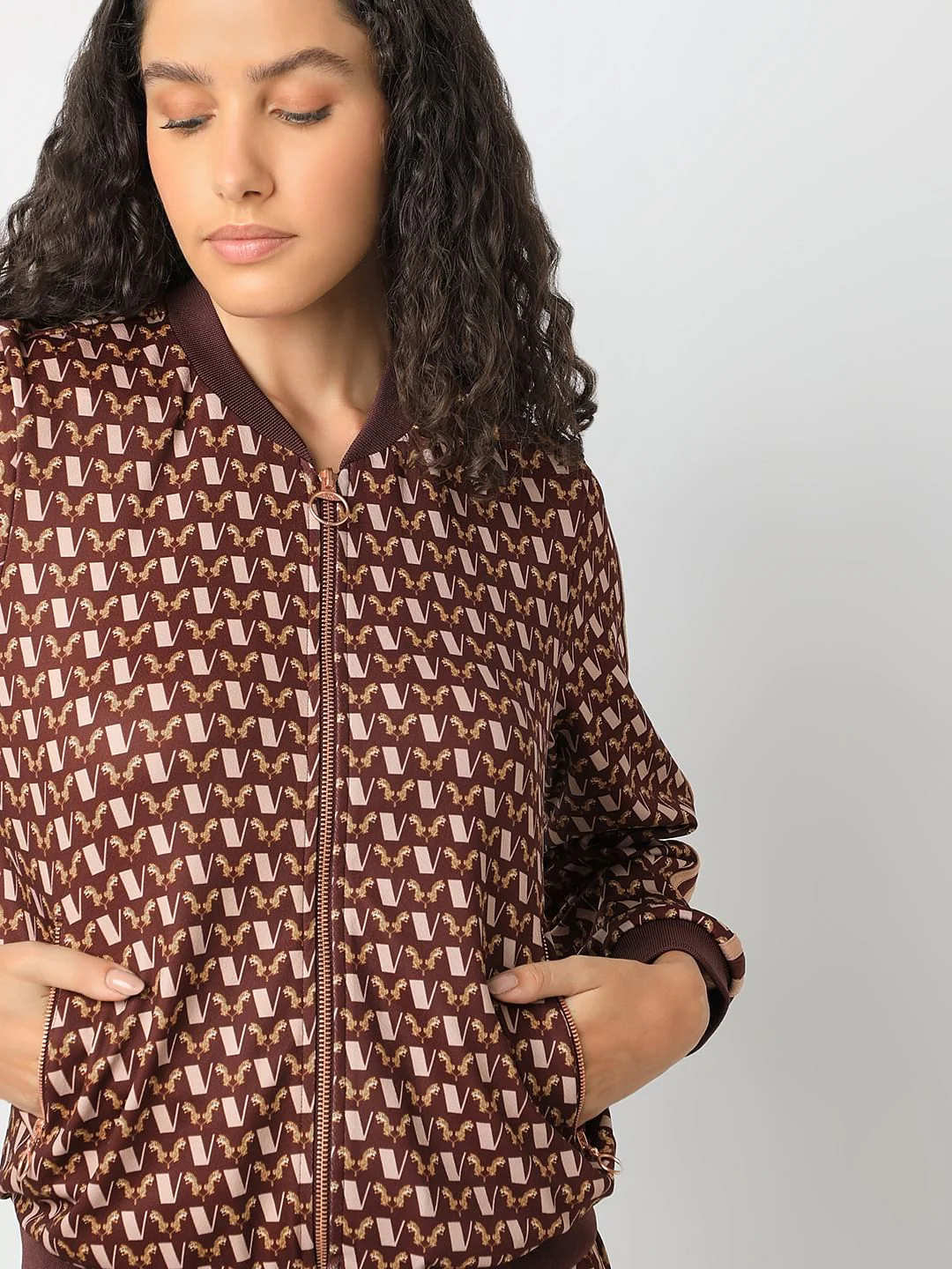 Brown Abstract Print Co-Ord Set Jacket - Image 6