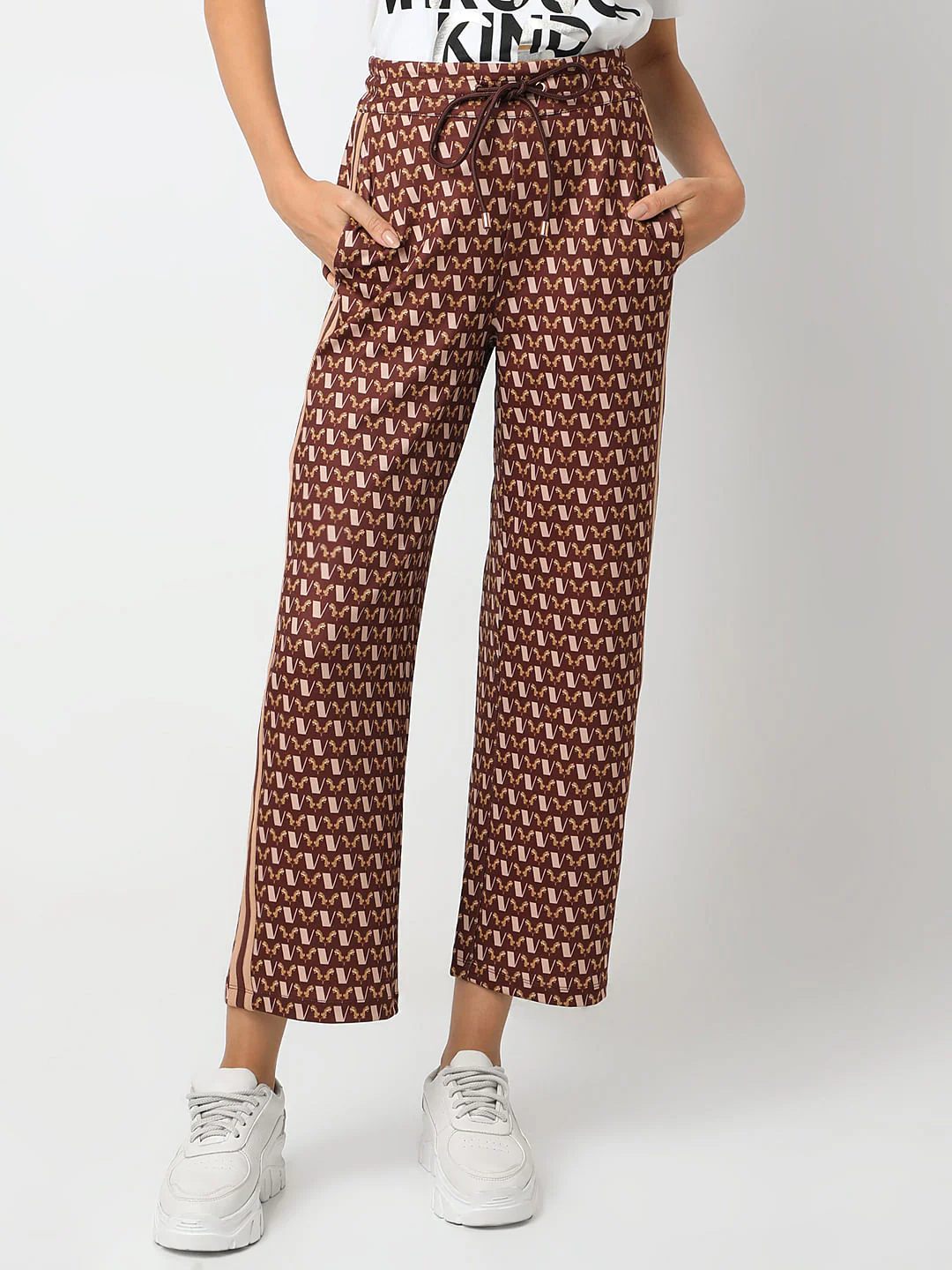 Brown Abstract Print Co-Ord Set Pants - Image 2