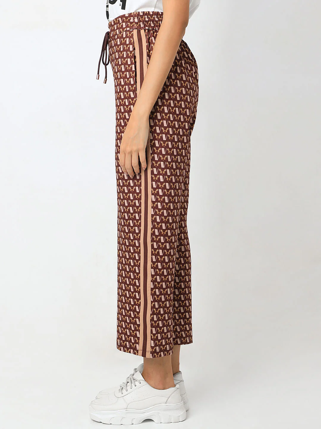 Brown Abstract Print Co-Ord Set Pants - Image 3