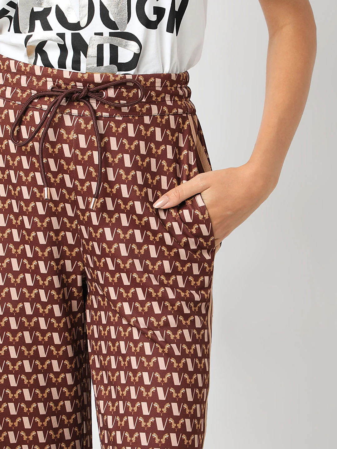 Brown Abstract Print Co-Ord Set Pants - Image 6