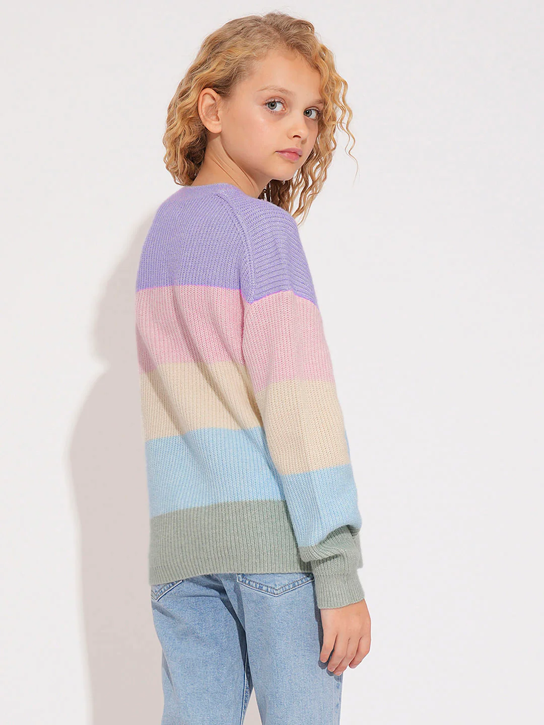 Girls Lavender Colourblocked Pullover - Image 3