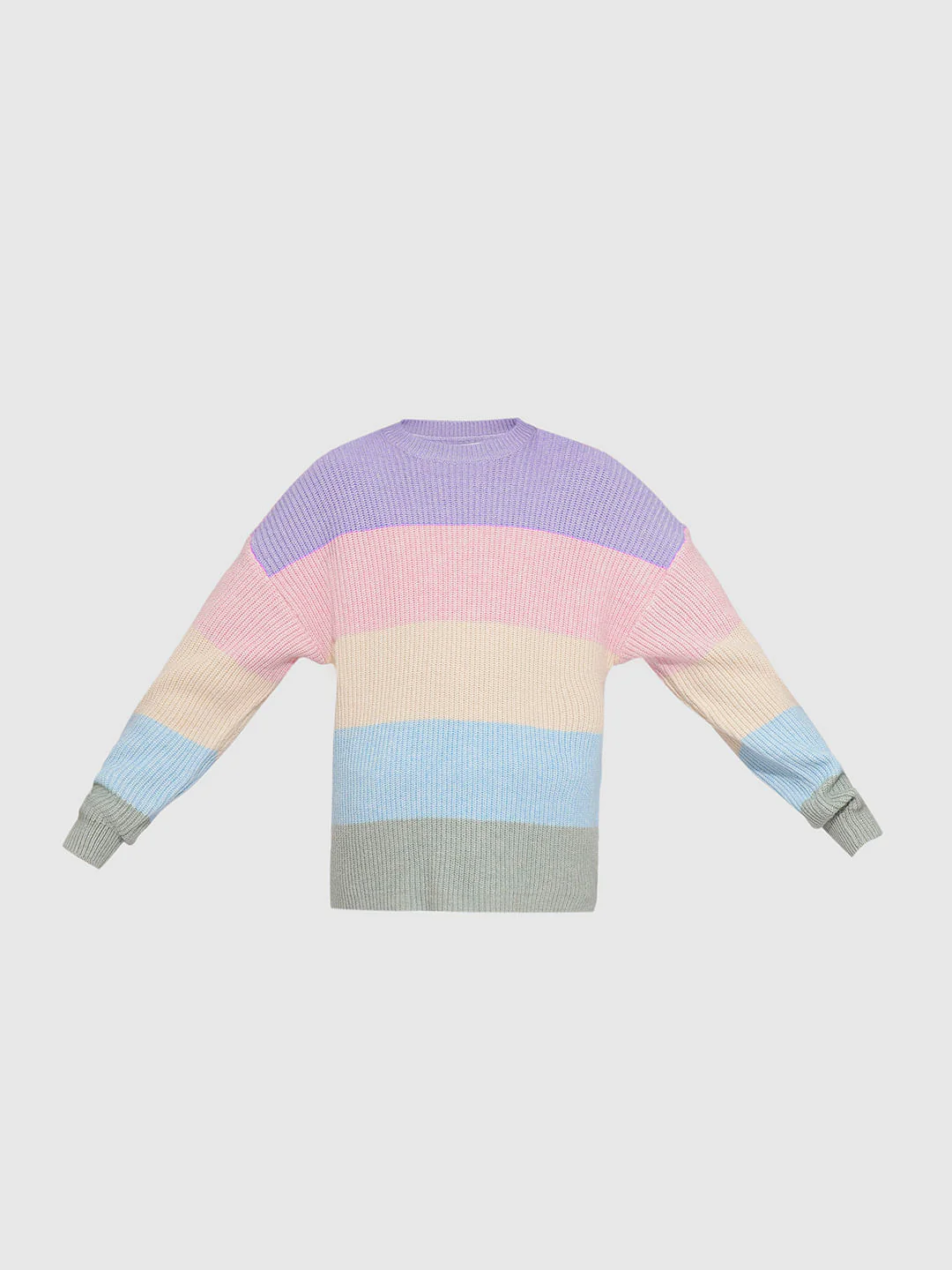 Girls Lavender Colourblocked Pullover - Image 6