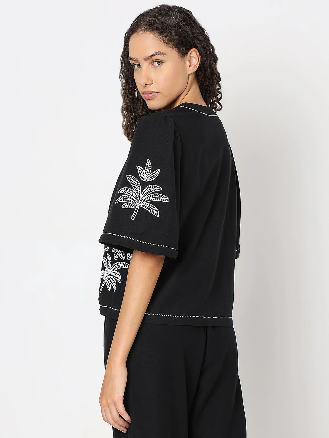 Black Embroidered Co-Ord Set Top - Image 4