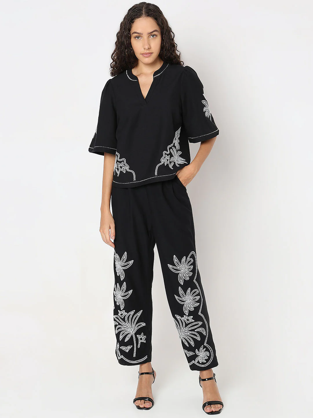 Black Embroidered Co-Ord Set Top - Image 5