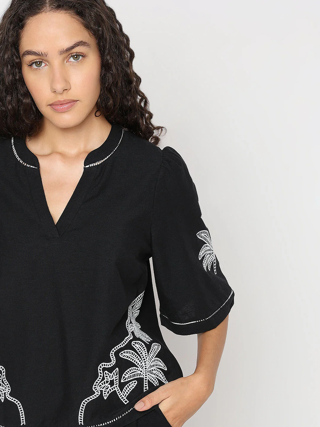 Black Embroidered Co-Ord Set Top - Image 6