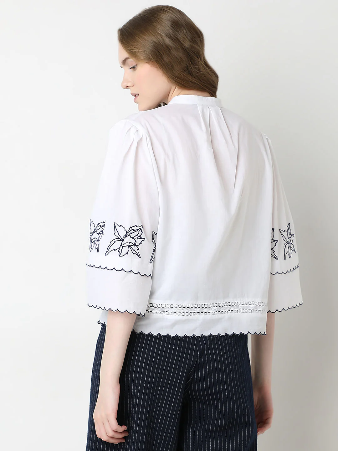 White Embroidered Cotton Shirt - Image 4