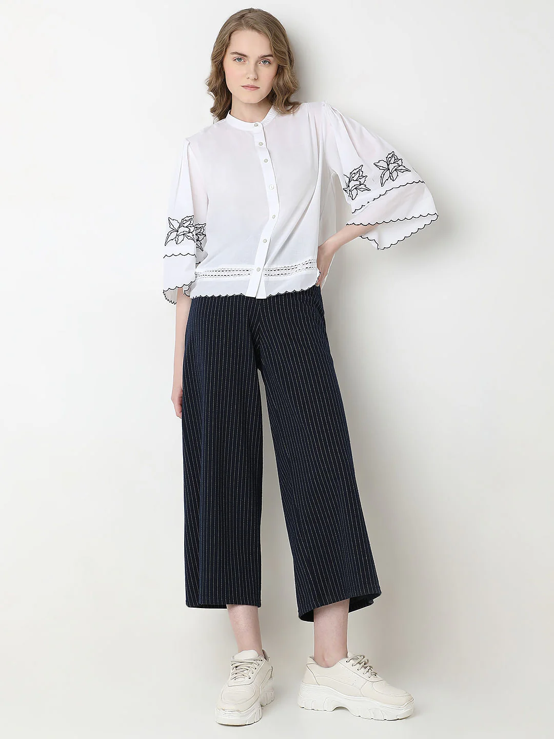 White Embroidered Cotton Shirt - Image 5
