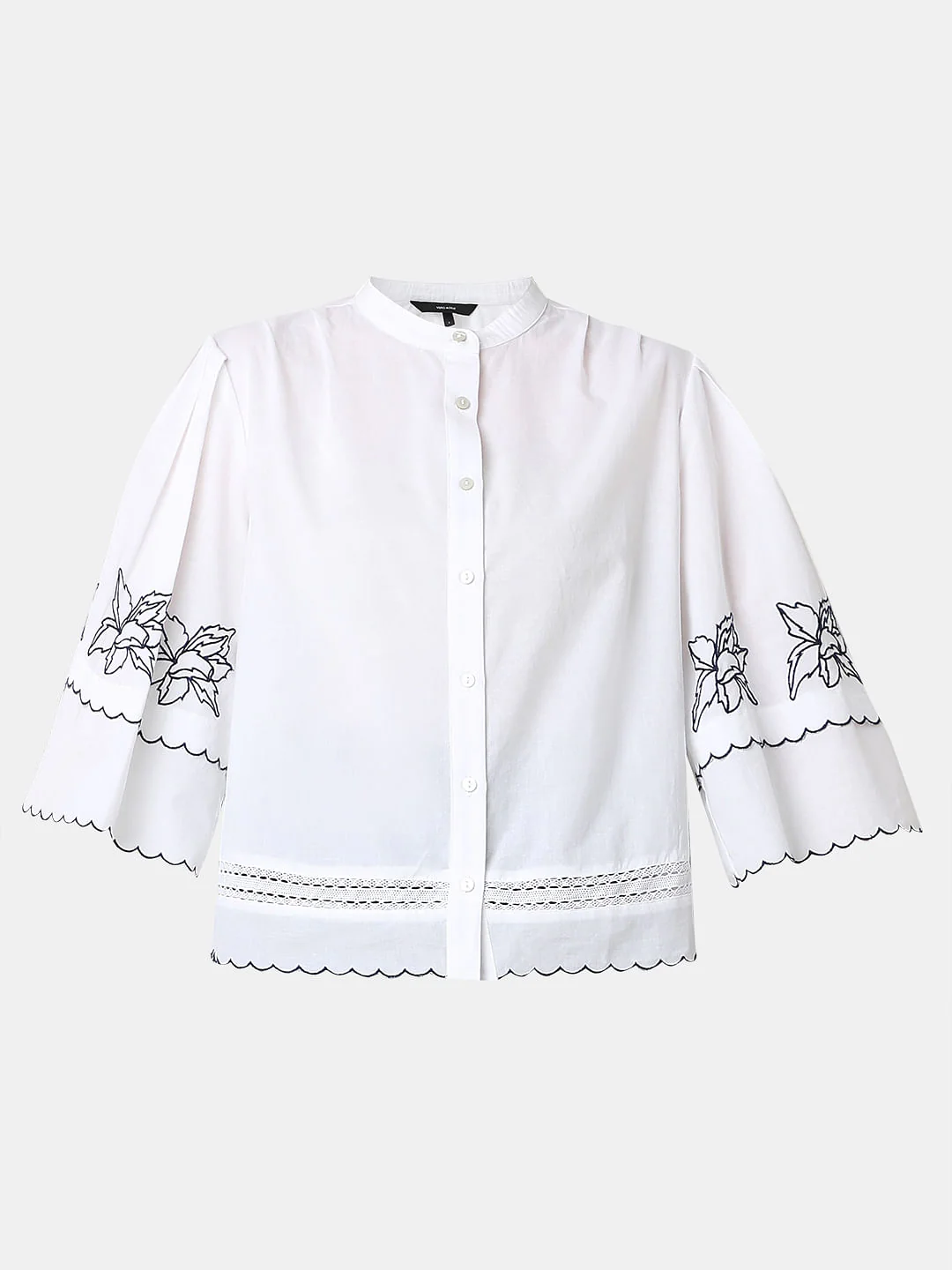 White Embroidered Cotton Shirt - Image 7