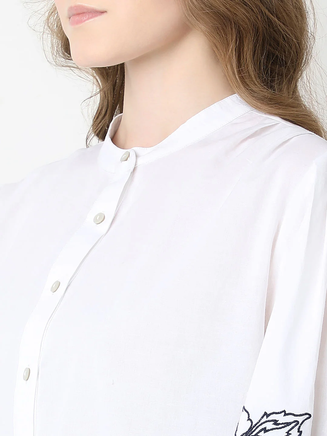 White Embroidered Cotton Shirt - Image 8