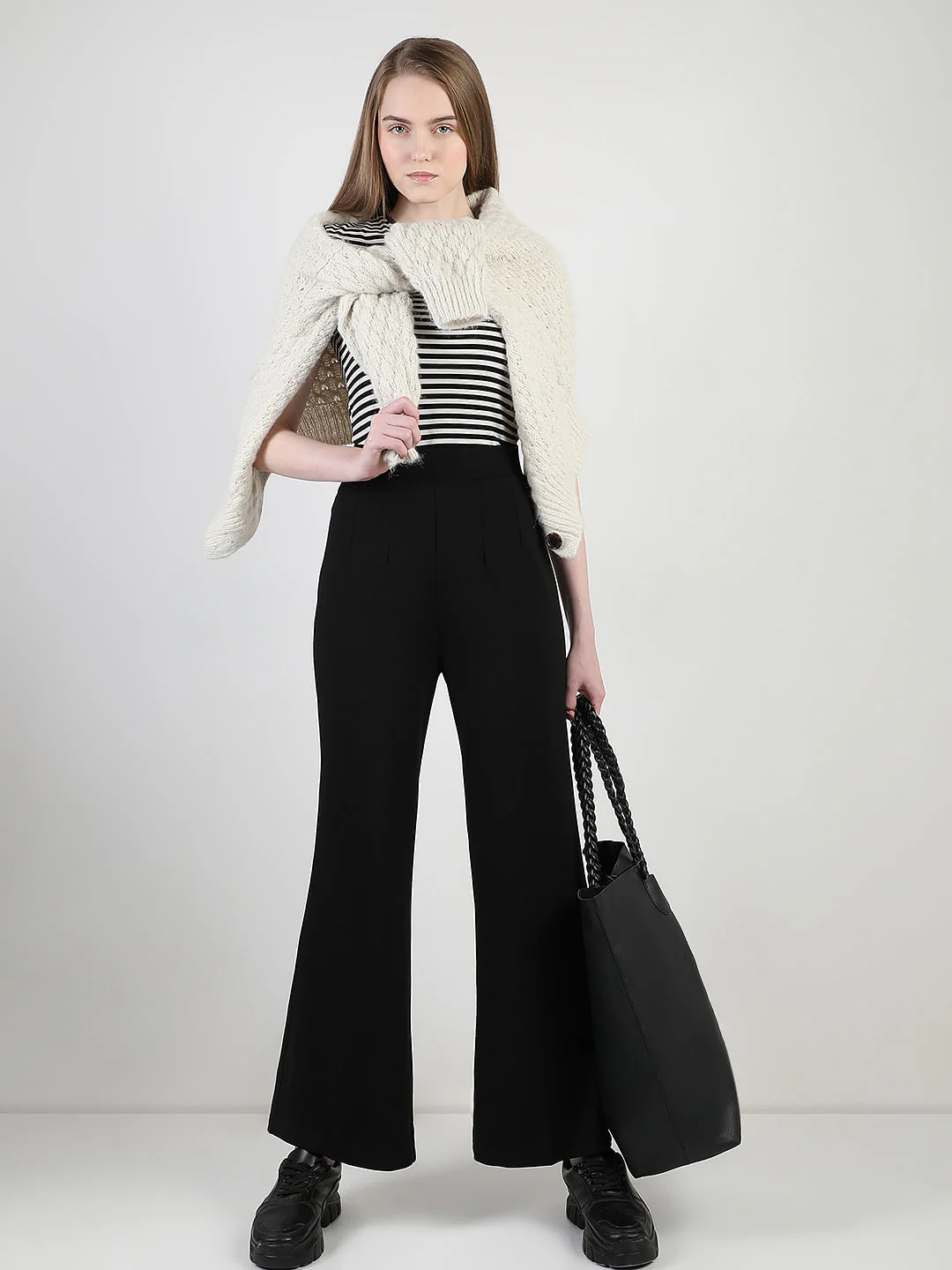Black High Rise Wide Leg Pants