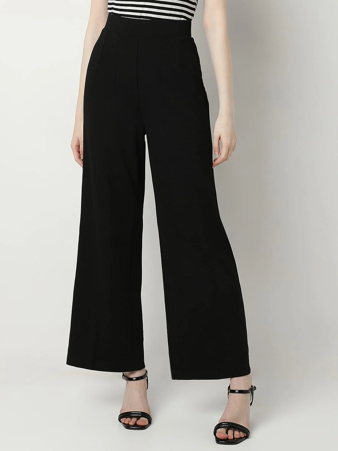 Black High Rise Wide Leg Pants - Image 2