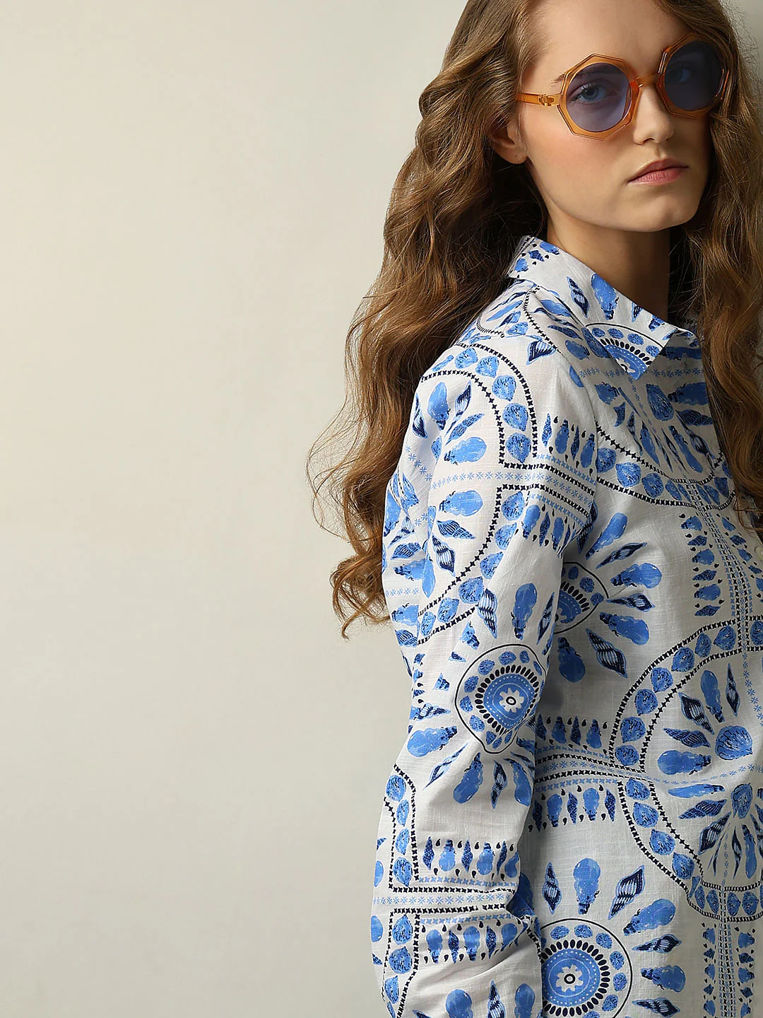 White Printed Cotton Shirt