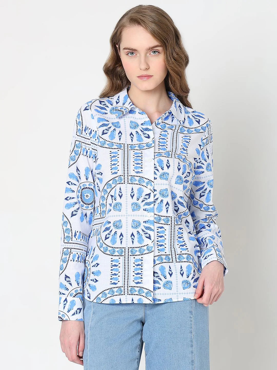 White Printed Cotton Shirt - Image 2