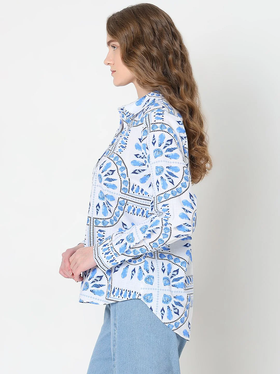 White Printed Cotton Shirt - Image 3