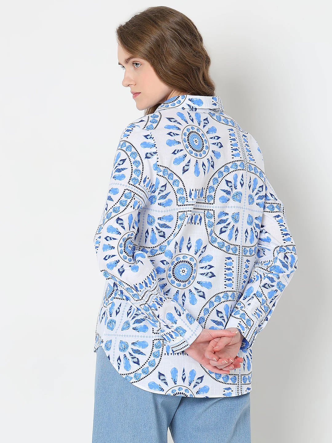 White Printed Cotton Shirt - Image 4